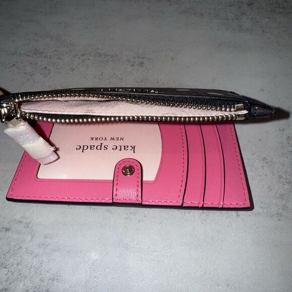 Kate Spade New York Spencer Dots Small Slim Bifold Wallet Black NWT $110 Retail - Picture 8 of 10